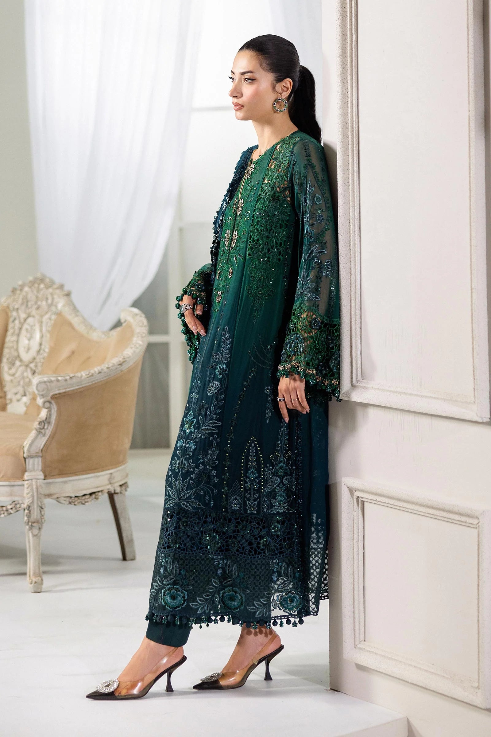 Maria B Chiffon Collection 25 | D6  Color: Green To Teal